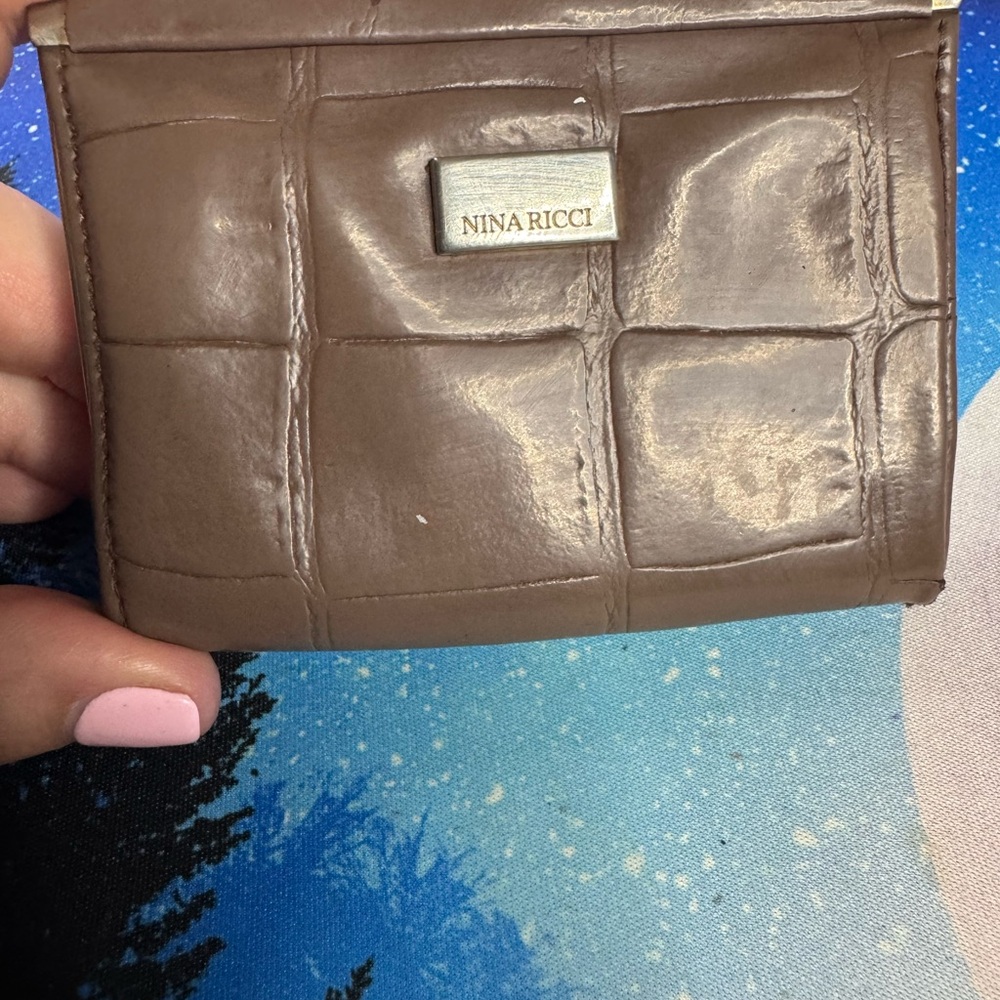 Nina Ricci Croc-Embossed Tan Wallet